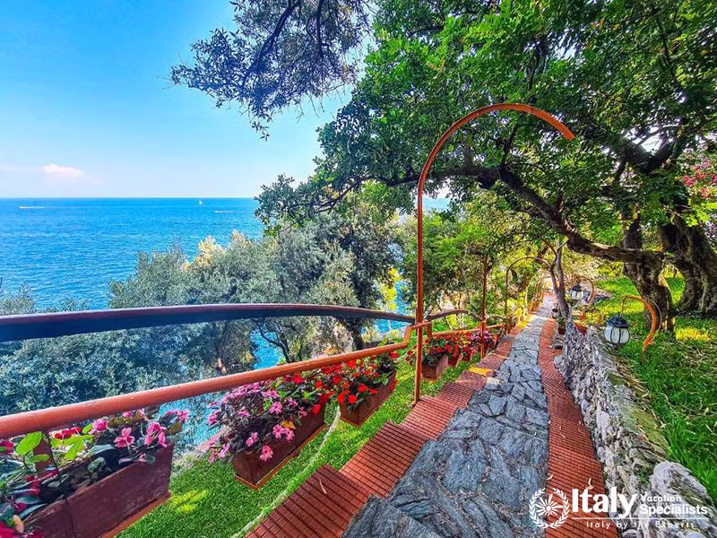 Scenic Staircase Leading to the Ocean in Villa Bellissima Vista Mare in Campania, Italy