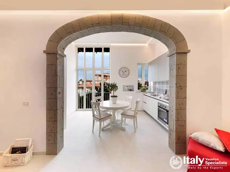 Bright and Inviting Kitchen-Dining Space at Tasso Luxe Stay in Sorrento, Italy