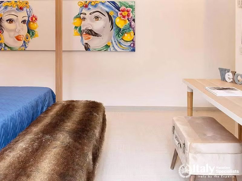 Chic and Cozy Bedroom Decor at Tasso Luxe Stay in Sorrento, Italy