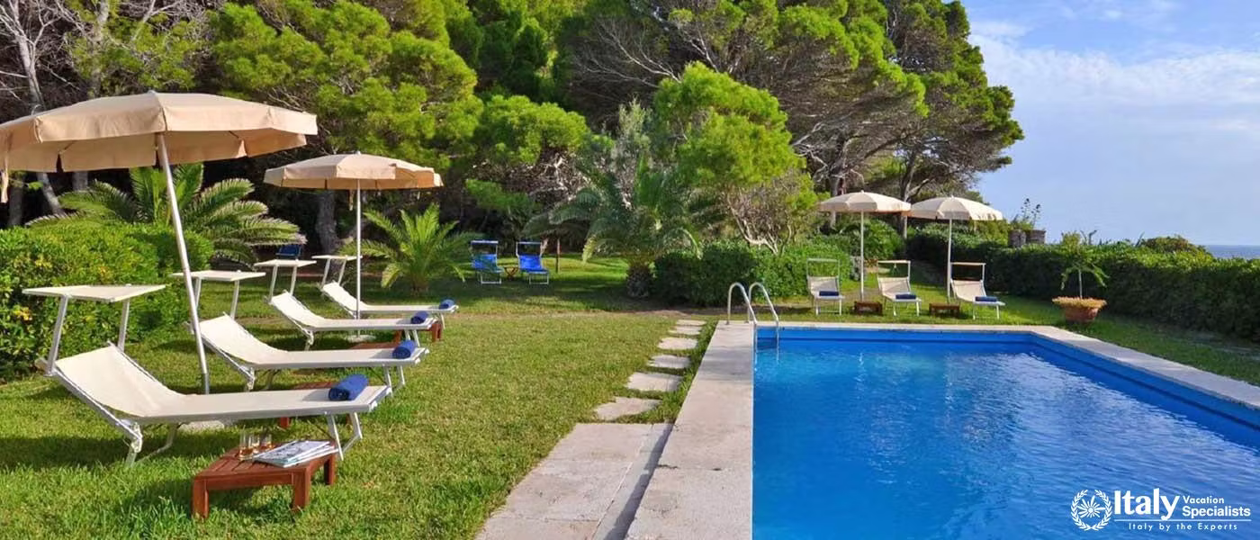 Wonderful beach and sunbathing area in villa