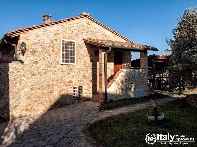 Sunny Swimming Pool and Landscape at La Dimora del Gazebo in San Gimignano, Italy