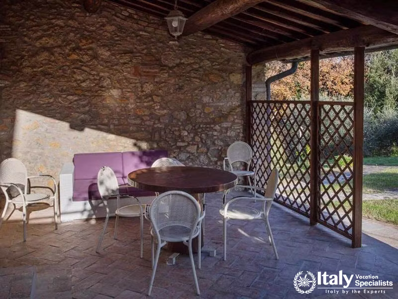 Private Outdoor Gazebo and Seating Area at La Dimora del Gazebo in San Gimignano, Italy
