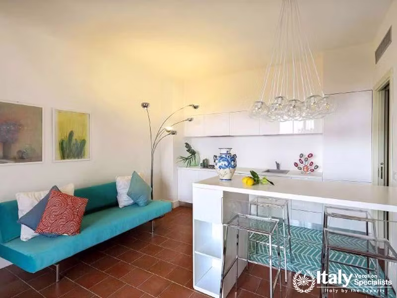 Villa Sontuosos Sleek Kitchenette and Lounge Area in Taormina
