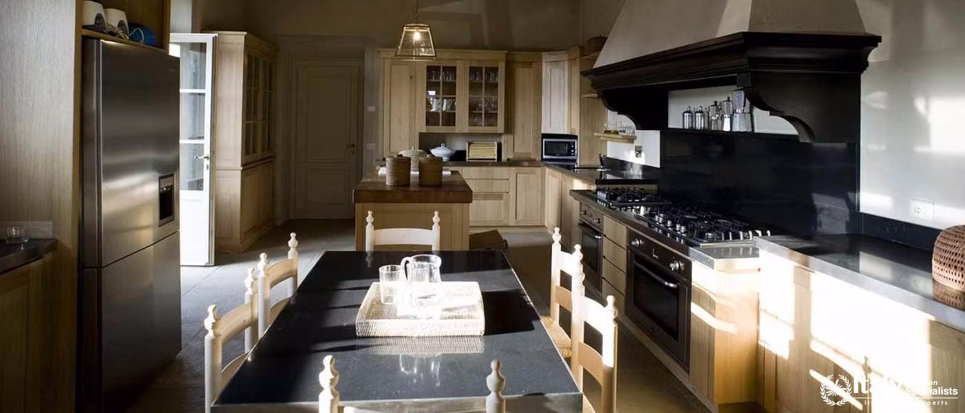 Amazing kitchen interior of Villa Serenissima Maremma