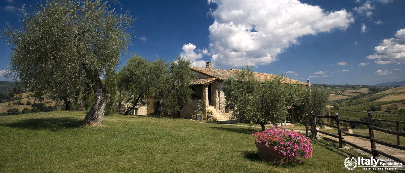 Scenic Countryside and Stone House at La Dimora del Gazebo in San Gimignano, Italy
