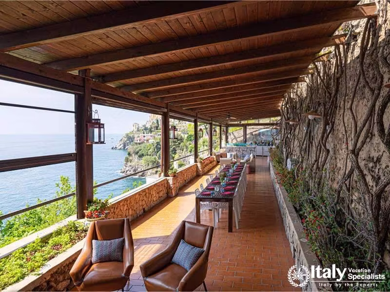 Panoramic Dining: Perfect Entertaining Space at Villa Dei Sogni in Amalfi Coast, Italy