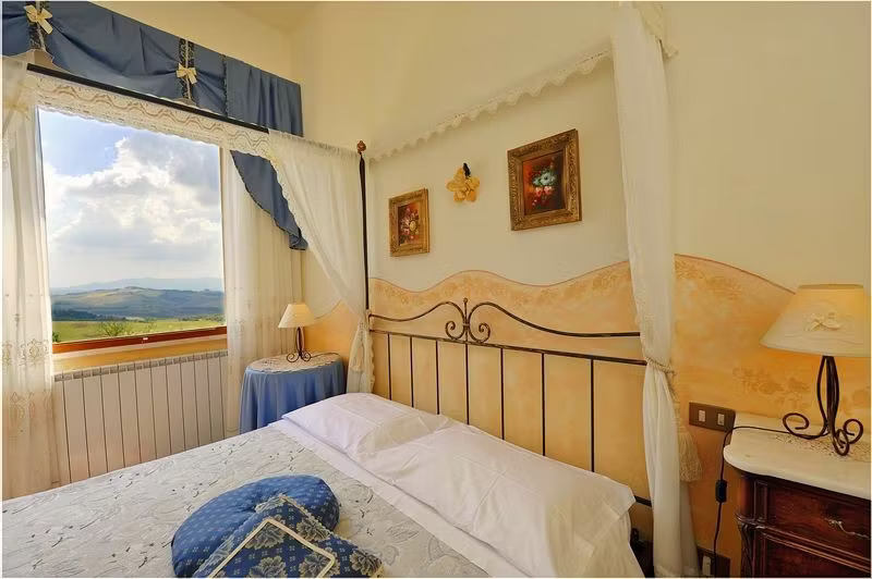 bedroom and view from the windows