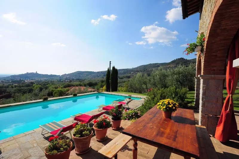 View from the villa and swimming pool