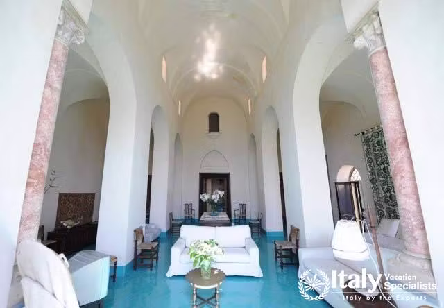 Luxury sofas and sitting area in Villa Tomeu