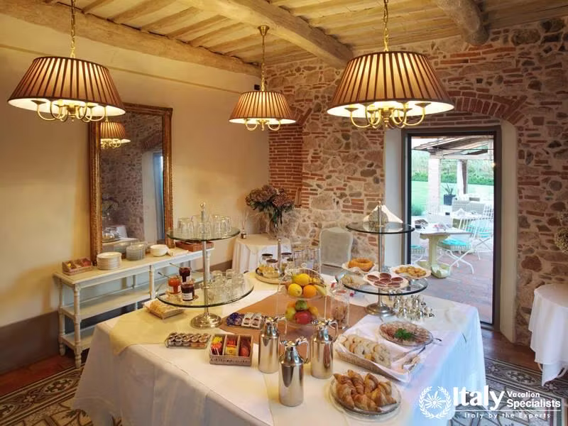 Food and eatables on the table, in Villa Pattoni