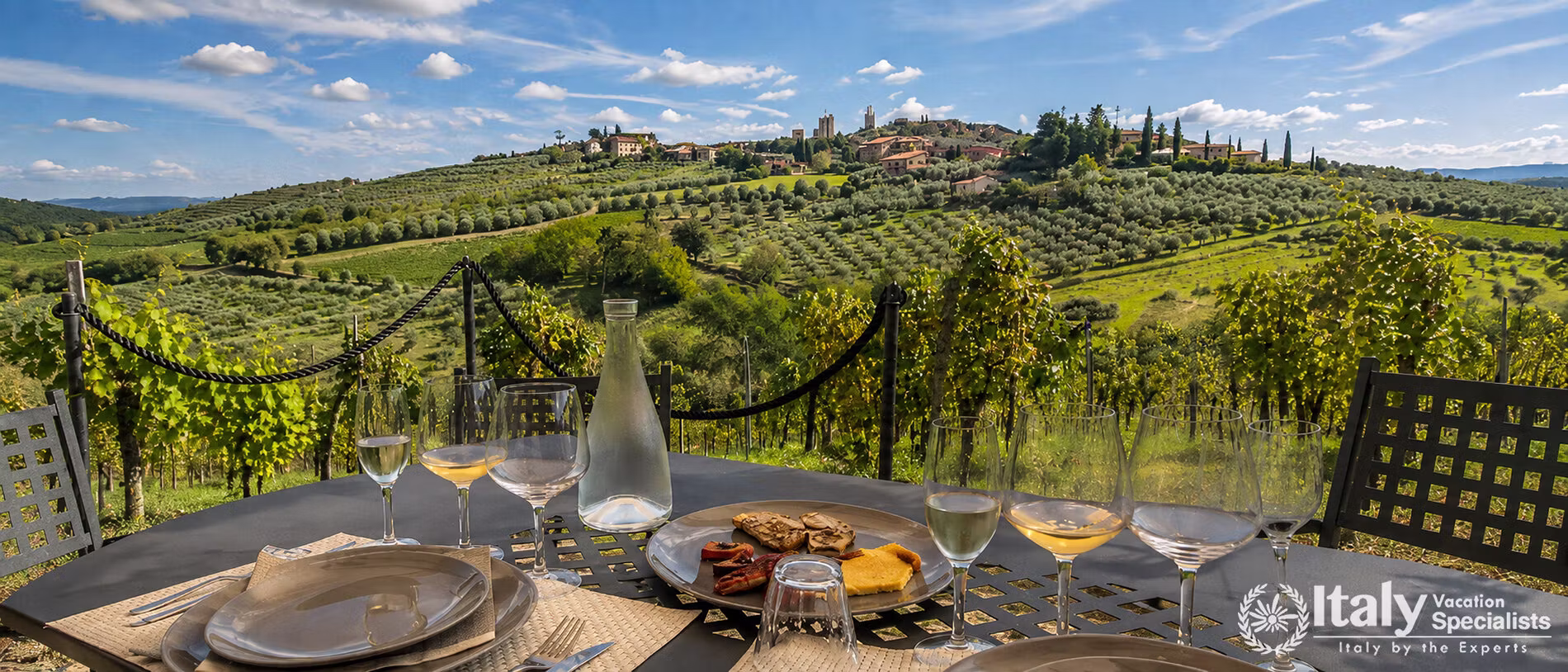 Vineyard Table Overlooking Hilltop Village