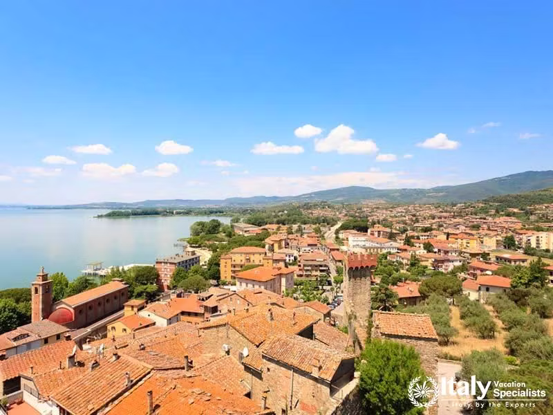 Lake Trasimeno view from Passignano sul Trasimeno castle, Italy