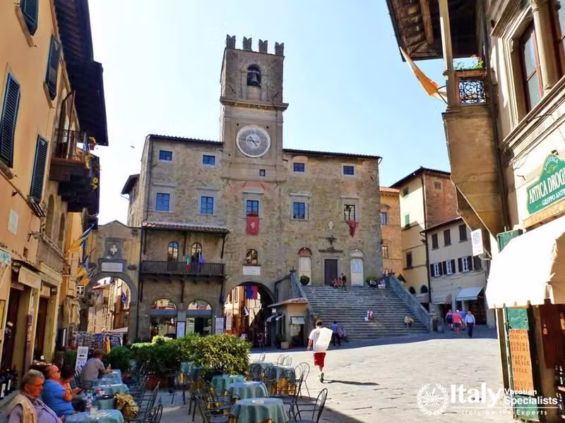 Cityscape of the historic village of Cortona of Etruscan origins in the province of Arezzo in Tuscan