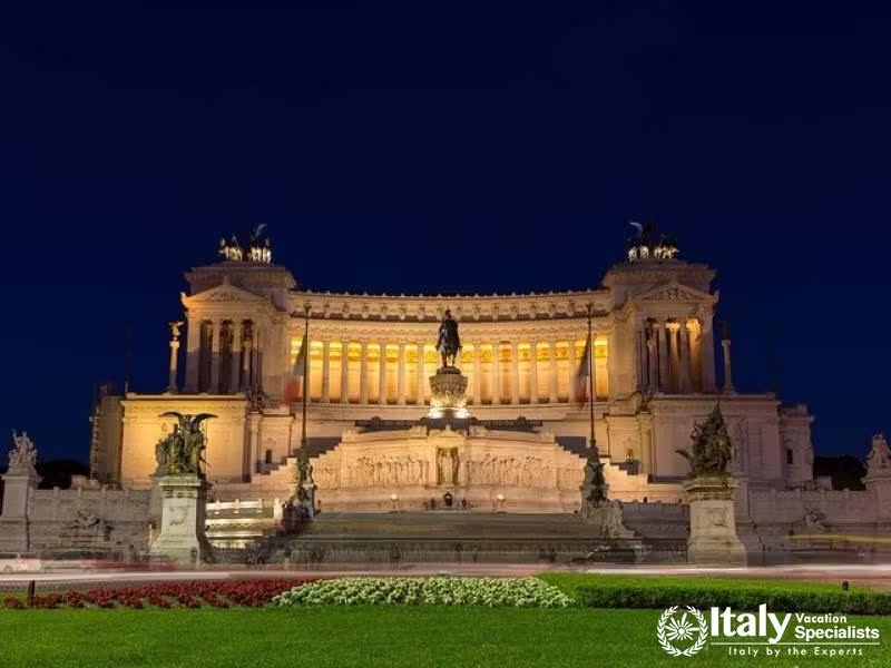 Be captivated by Romes grand monuments glowing in the evening light.