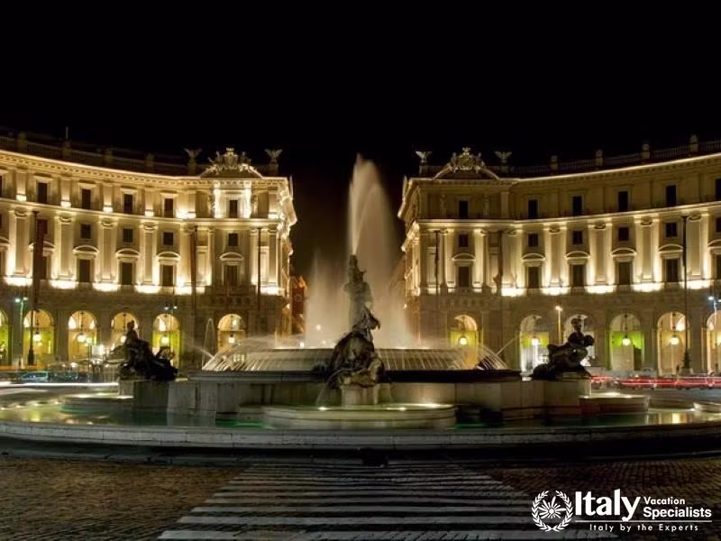 Fountain at Night - Enjoy the stunning illuminated fountains of Rome by night.