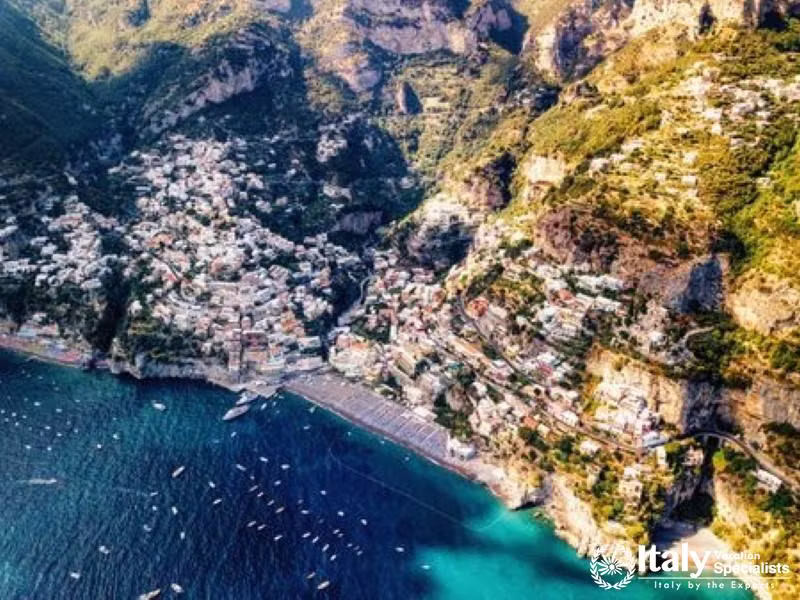 Sunset over the serene waters of the Amalfi Coast.