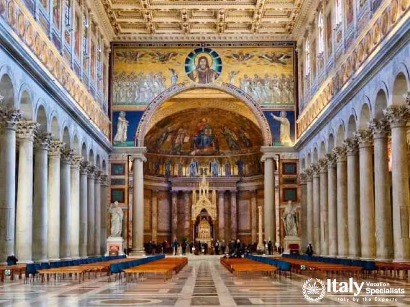 The interior of St. Paul Outside the Walls - One of the four major basilicas of Rome.