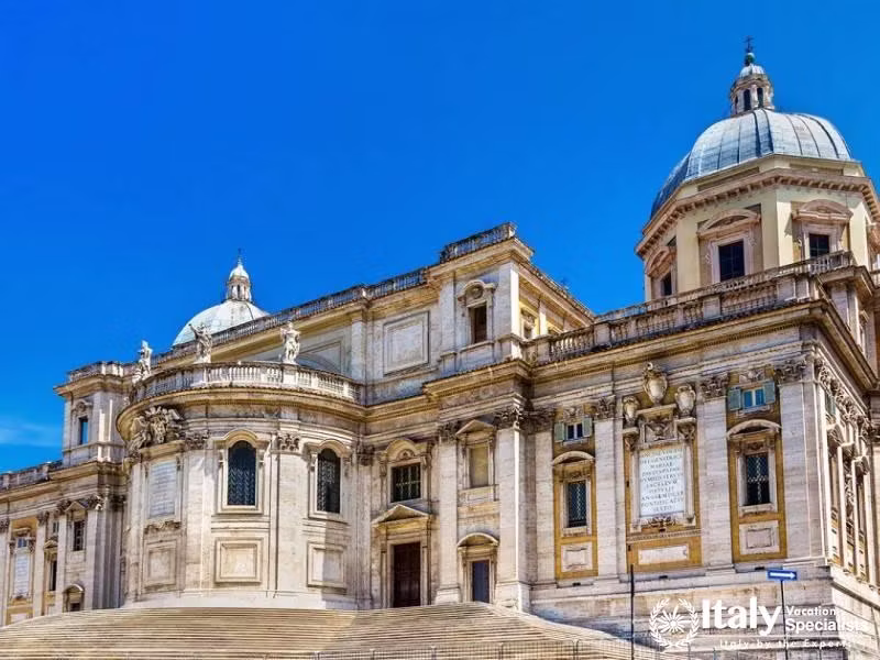 The grand exterior of Santa Maria Maggiore, a significant basilica in Rome.