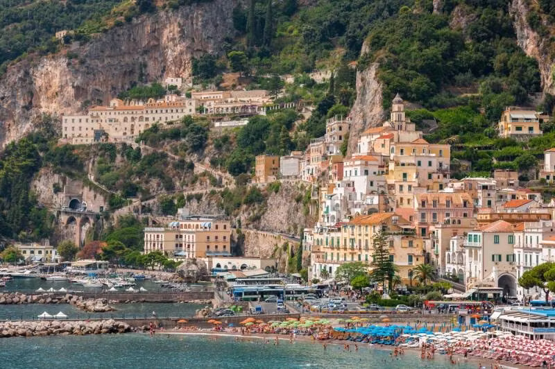 Aerial View Amalfi City 