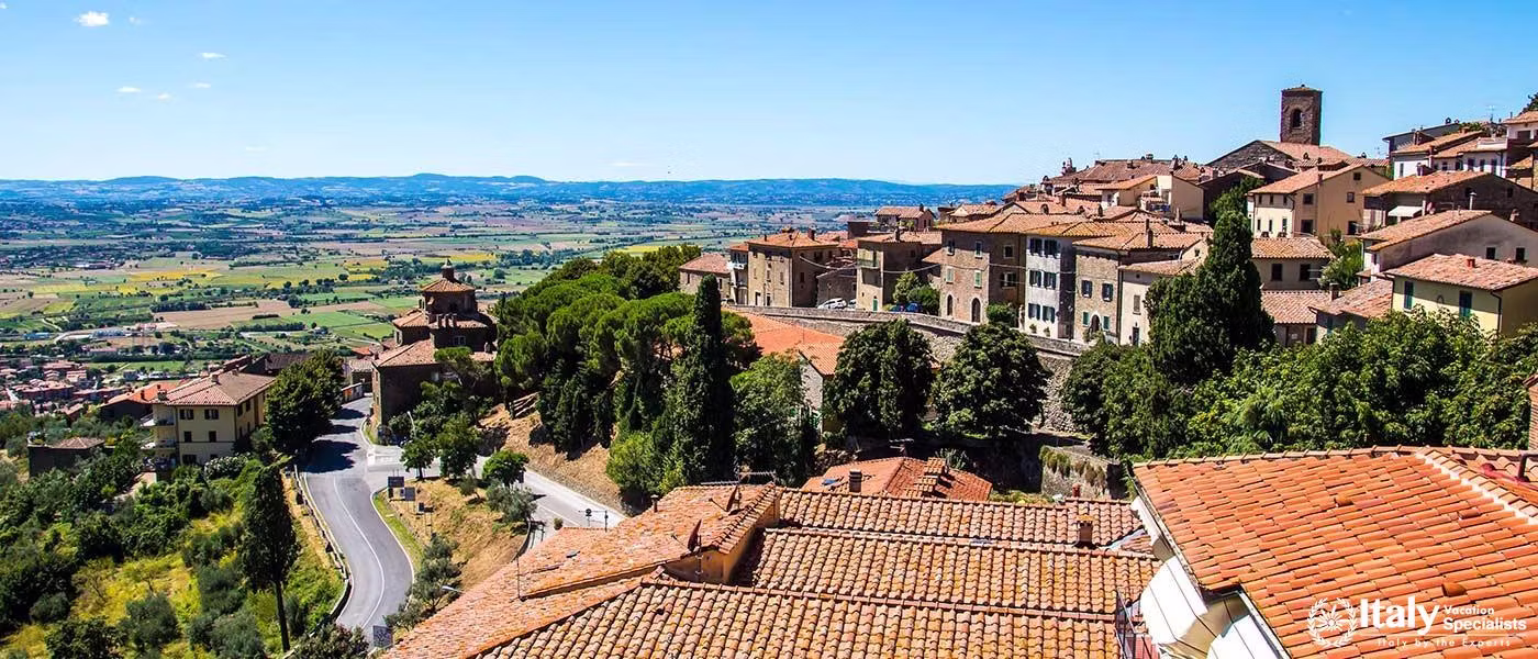 View of Cortona, medieval town in Tuscany, Italy