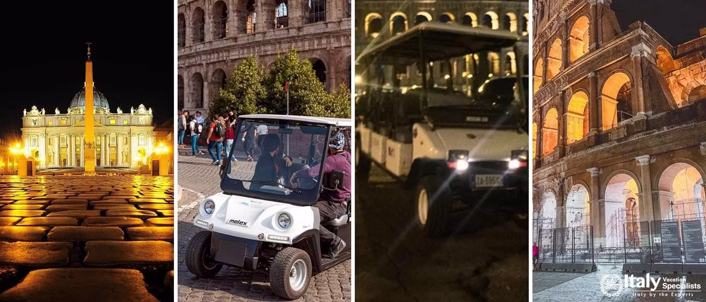 Glide through Rome's iconic landmarks in the evening