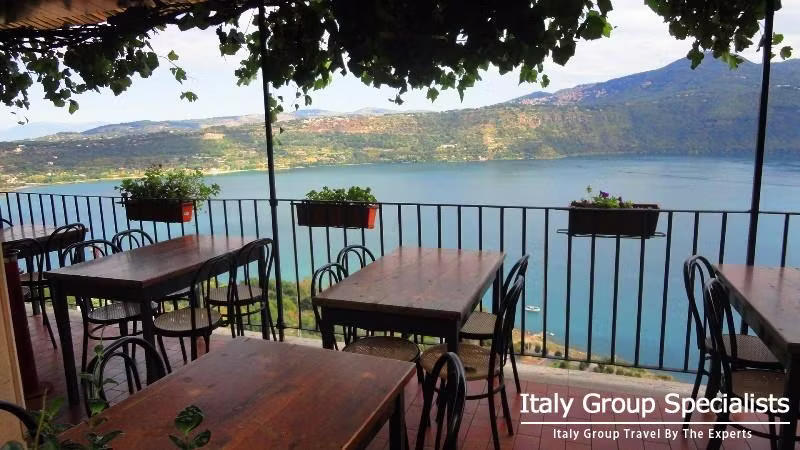 Terrace overlooking lake Albano as seen from Castello Gandolfo, Photo by Jesse Andrews 