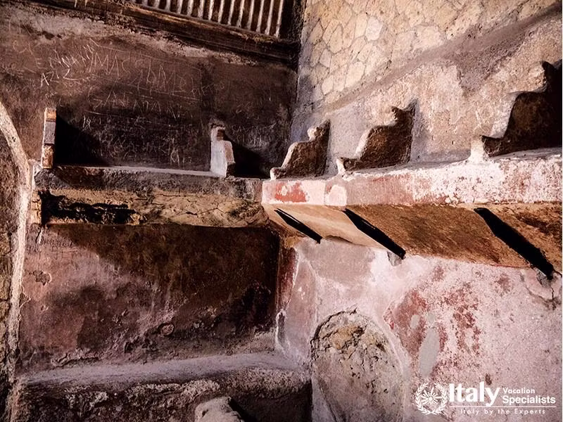 Herculaneum,Naples,Italy, April 7th 2018.Herculaneum, or Ercolano Naples in Italy was not buried by 