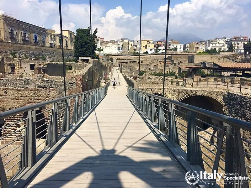 Bridge into Herculaneum in Naples, Italy