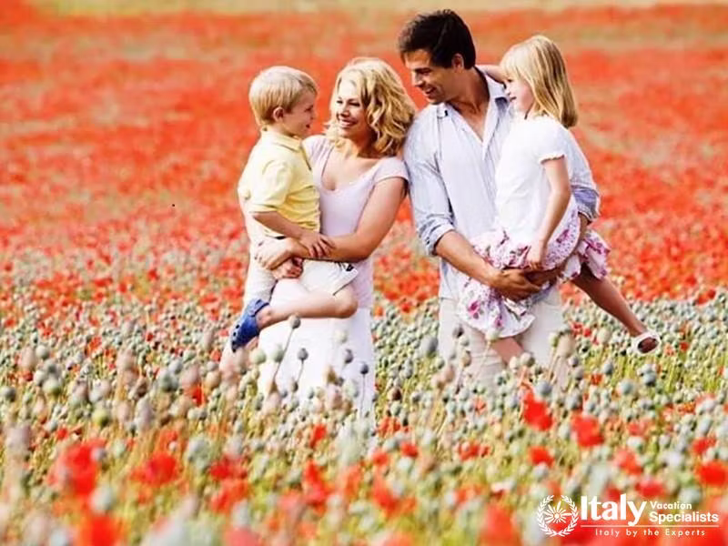 Family Enjoying beautiful Tuscan Countryside