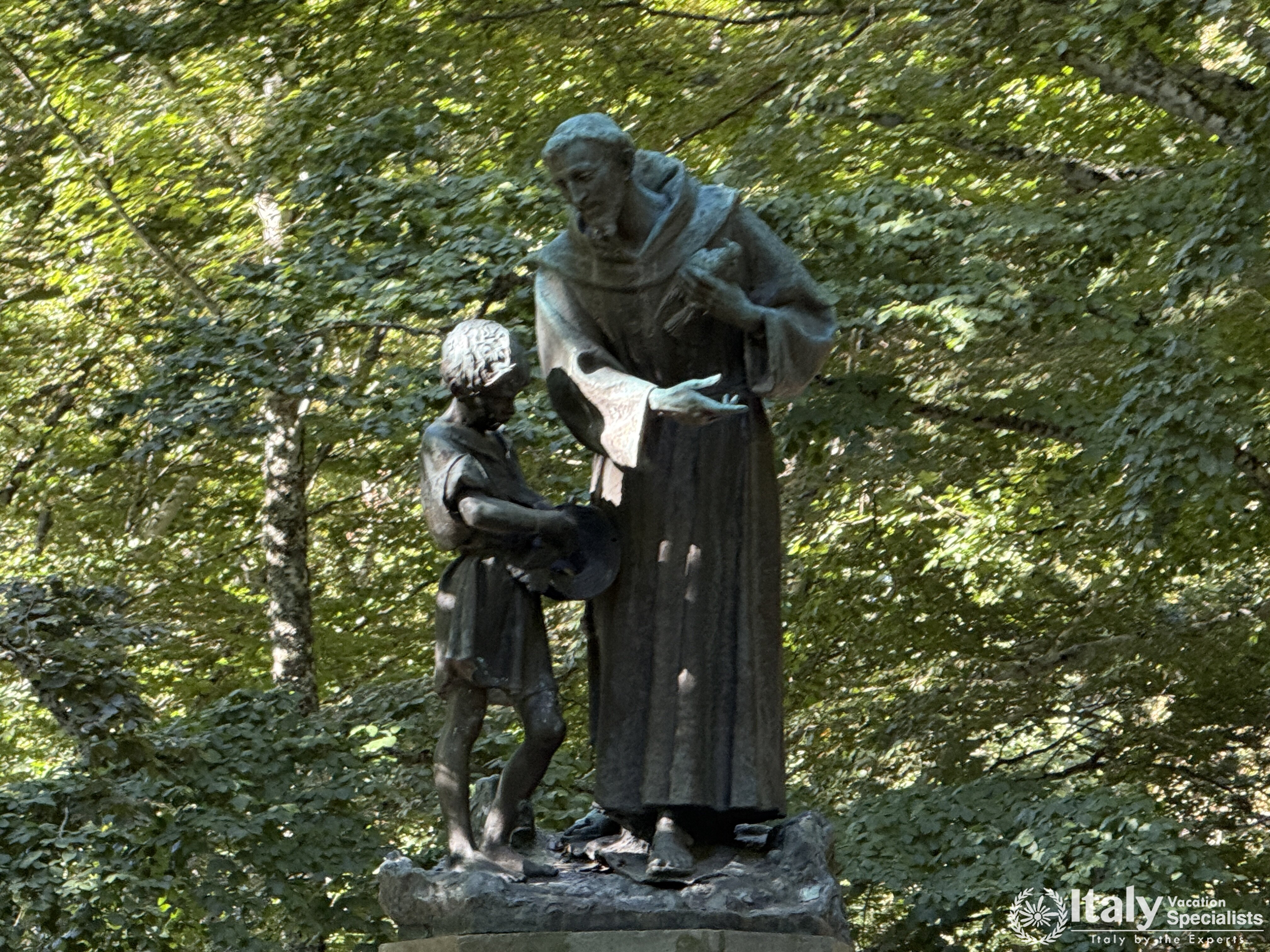 Statue of Saint Francis in the gardens of the La Verna sanctuary in Tuscany