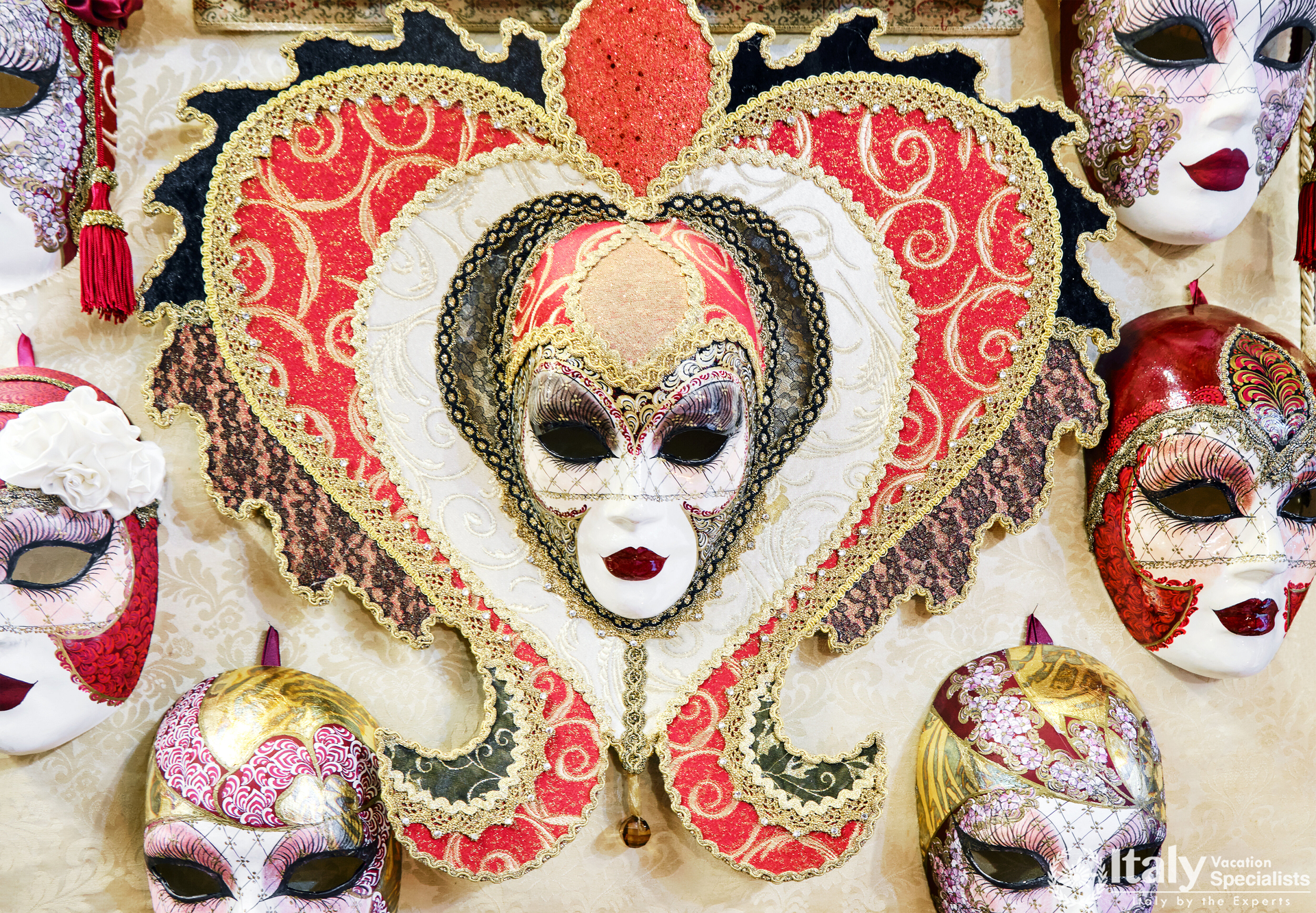 Traditional decorated Venetian carnival masks