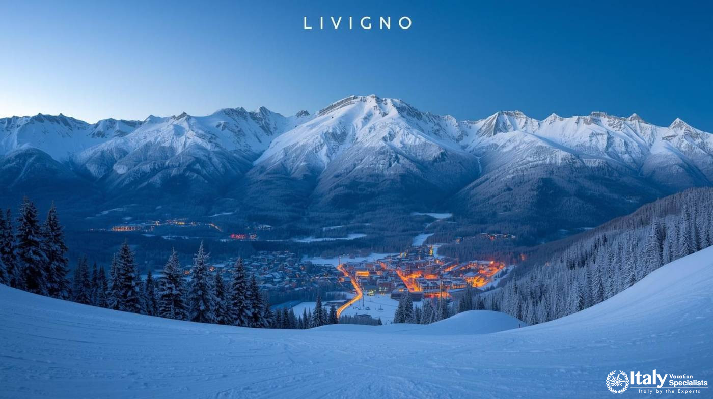 Livigno Town Center from the Mountains — Italian Alps View