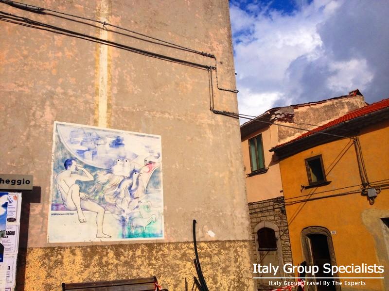 Murals as seen in Pietrabbondante in the heart of the Molise region 