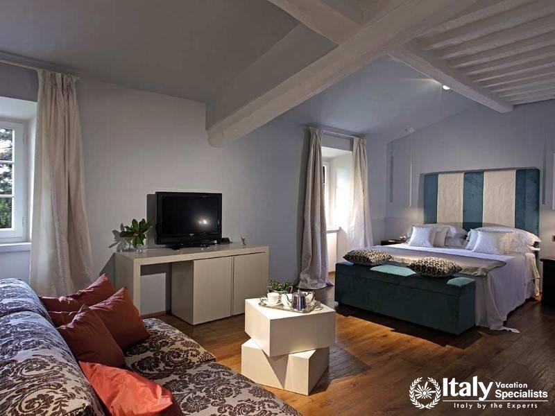 Modern and stylish bedroom with clean lines and a fresh, airy feel.