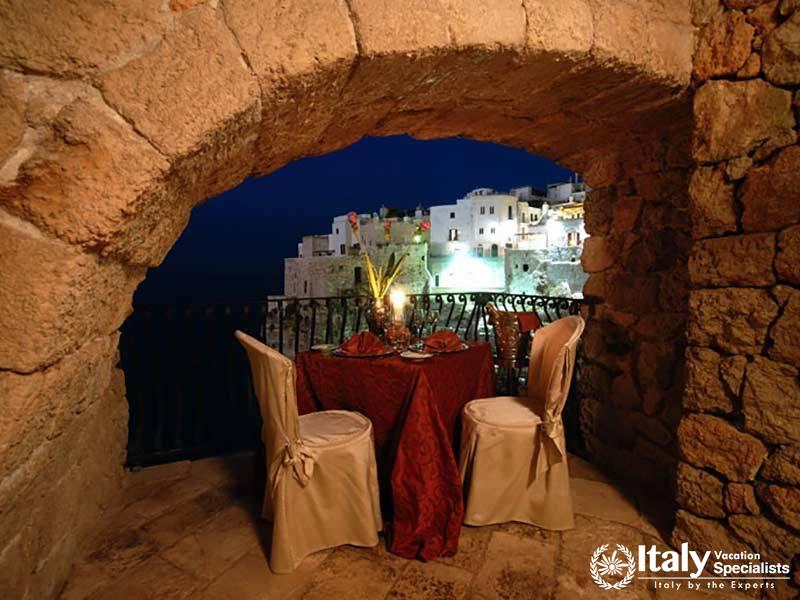 Wonderful candle light dinner in Il Bastione Restaurant, Polignano a Mare