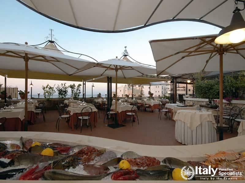 Variety of sea food in Il Bastione Restaurant, Polignano a Mare