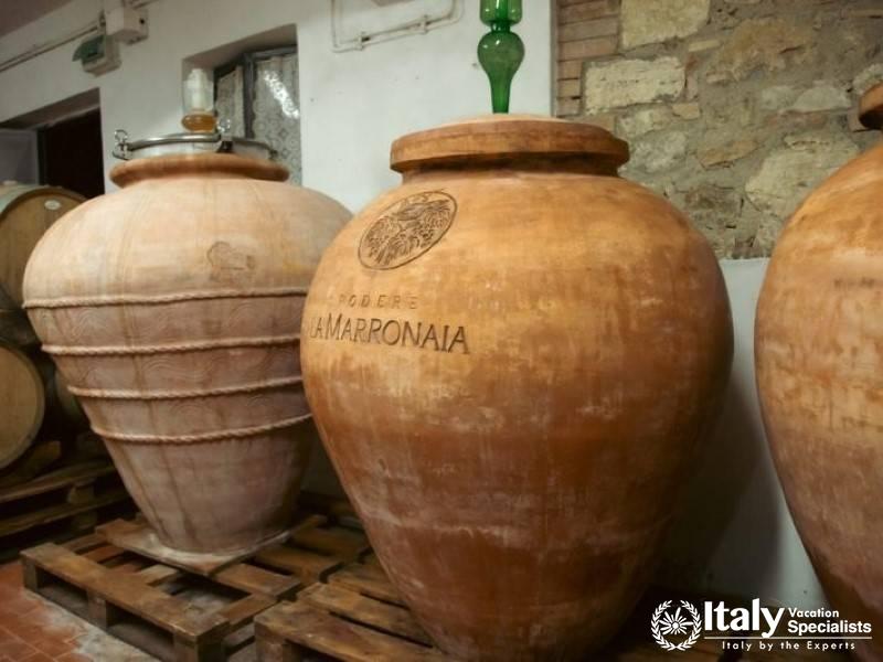 Traditional wine fermentation in clay amphorae