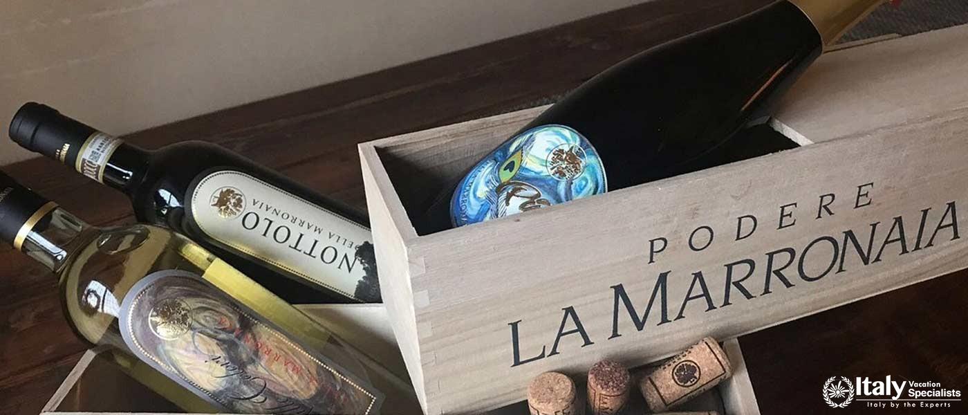 Discover the elegance of Podere La Marronaiaâ€™s exceptional wines, crafted with tradition and care.
