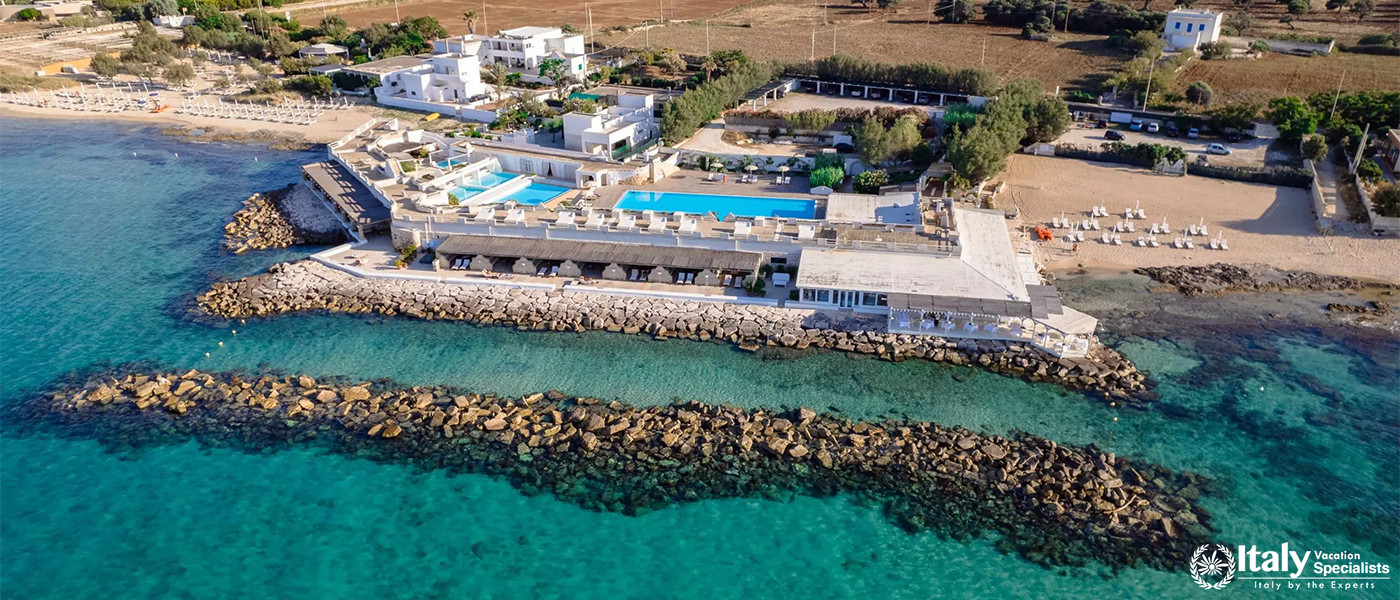 Aerial View of the Hotel Lungarno in Florence, Italy and Its Seafront Pools