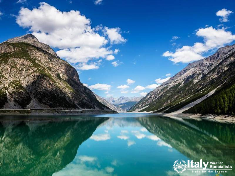 Beautiful Mountain View by the Lake near Bivio Hotel Plaza in Livigno, Italy