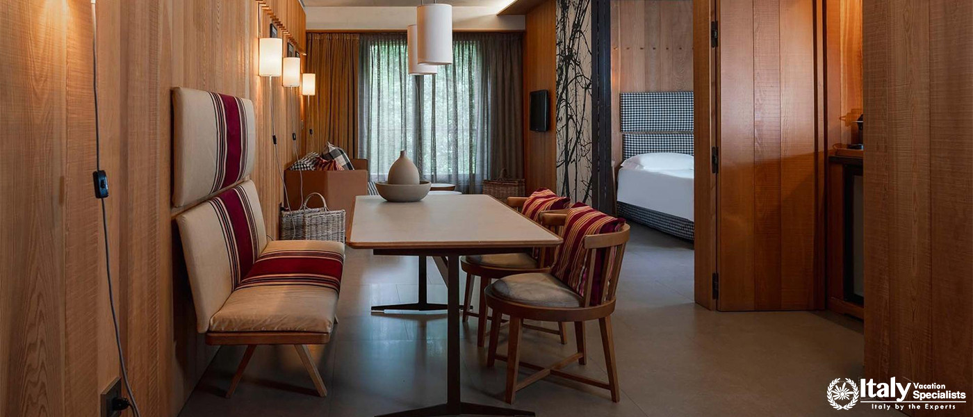 Modern Wooden Interior with Dining Area in Eden Hotel