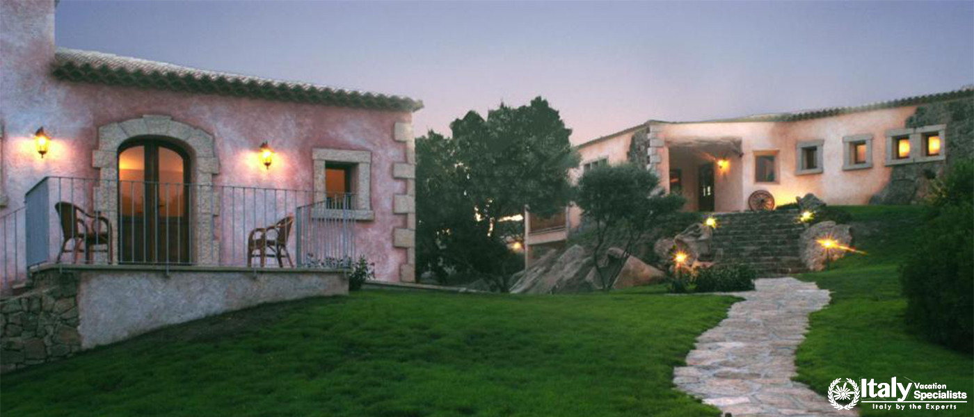 Charming stone cottages and pathways leading through Tenuta Pilastru’s countryside