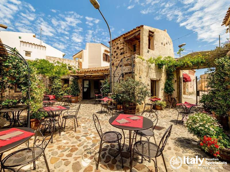 Picturesque Courtyard Dining at Albergo Diffuso Mannois, Orosei