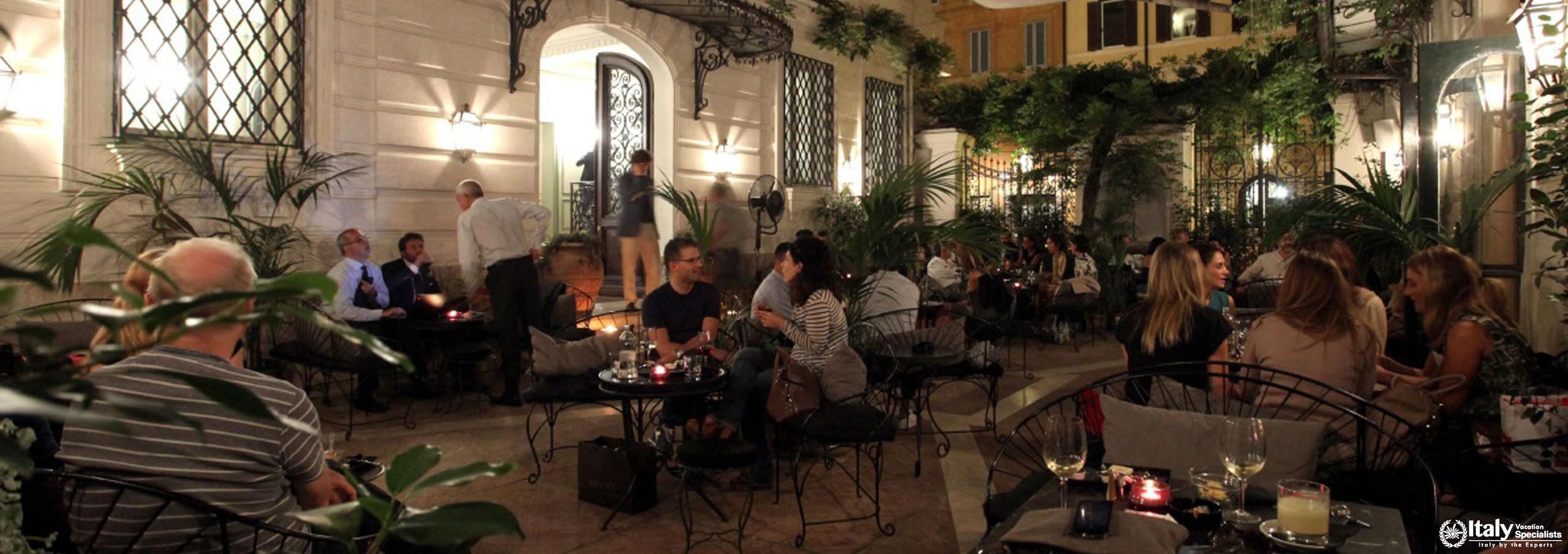 Outside sitting area in Hotel Locarno