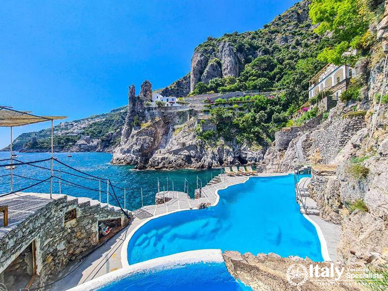 Infinity Pool Overlooking the Sea in Villa Bellissima Vista Mare in Campania, Italy