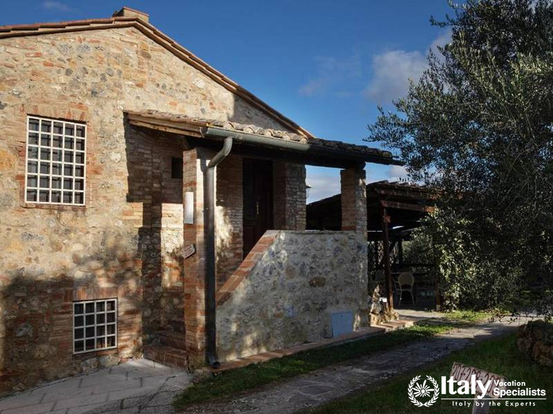 Traditional Stone Exterior of La Dimora del Gazebo in San Gimignano, Italy
