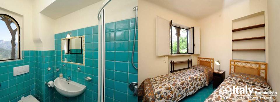 Bedroom and bathroom in Villa Tomeu