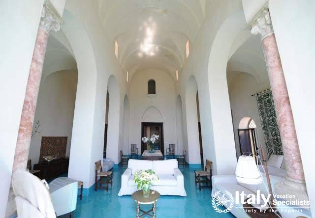 Luxury sofas and sitting area in Villa Tomeu