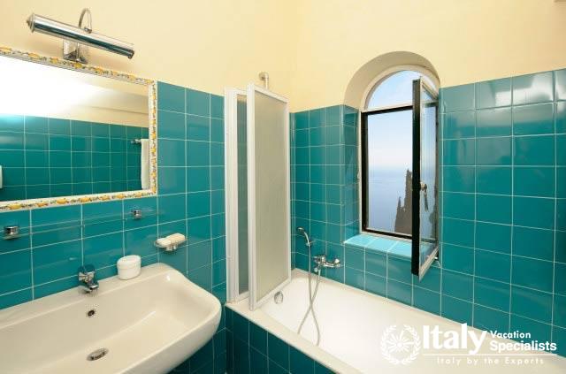 Amazing blue tiles bathroom in Villa Tomeu
