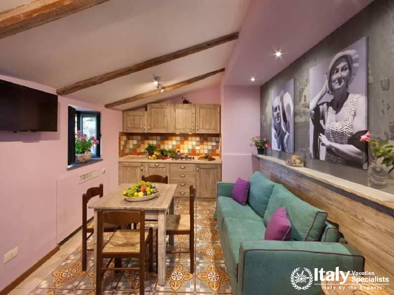 Kitchen and lounge merged in Villa Livia